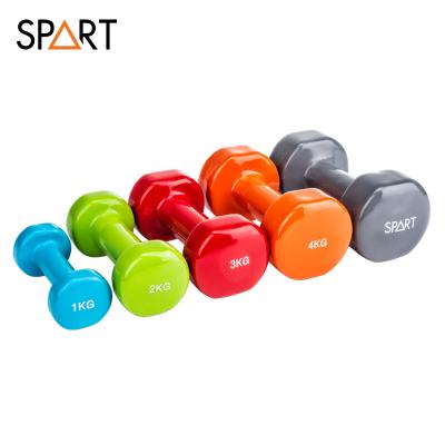 China Universal Wholesale Strength Forming Logo Available Customized Colored Cast Iron Vinyl Coated Dumbbells for sale