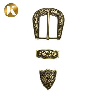 China Wenzhou Strong and Delicate KML 25mm Dress Pin Belt Buckle Festival Exquisite Carving Zinc Alloy 3 Sets for sale