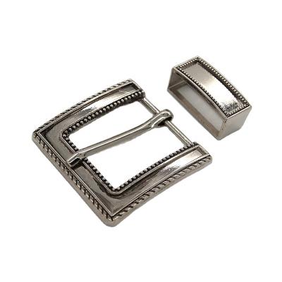 China Good Quality Wenzhou Kml Fashion 30mm Metal Silver Plating Zinc Alloy Belt Set Pin Buckle for sale