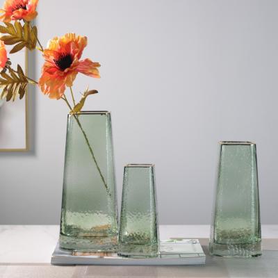 China Modern Minimalist Crystal Crafts Green House Decor Hand Blown Glass Home Vase for sale