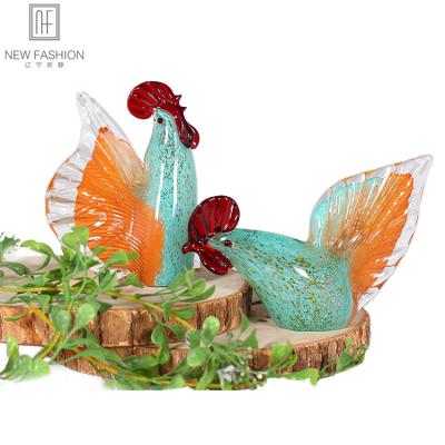 China Hand Blown Modern Handmade Art Rooster Easter Theme Craft Glass Glass Other Home Decor for sale