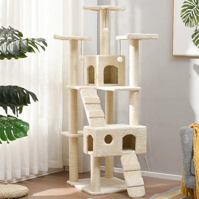 China Sustainable Multilevel Cat Tree Rack House Furniture Kittens Activity Tower With Scratching Posts Kitty Pet Playhouse for sale