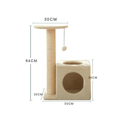 China Sustainable wholesale wooden cat treehouse feandrea cat treehouse scratcher tower with three perch cat tower for sale