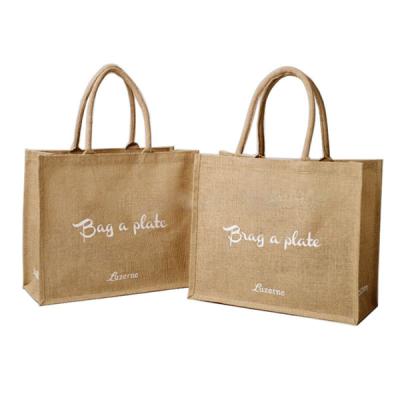 China Wholesale 100% Promotional Reusable Custom Print Black Jute Handle Cotton Canvas Tote Bag Wholesale for sale