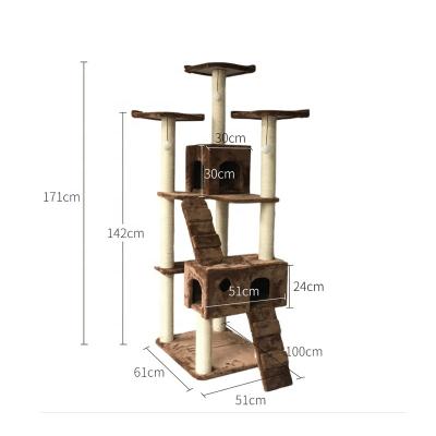 China Sustainable high quality cat tree for small cats with 2 plush housings and cozy sisal posts for sale