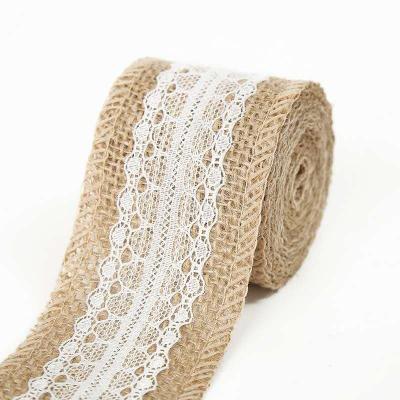 China Viable Burlap Ribbon 4&rdquo 4 Inch Wide Burlap Hessian Ribbon For Garland Wedding Decoration for sale