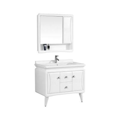 China Water Proof 2022 Modern Bathroom Vanity Cabinets PVC Bathroom Vanity Cabinets Hot Selling Hangzhou Ceramic Washbasin Marble Sink for sale