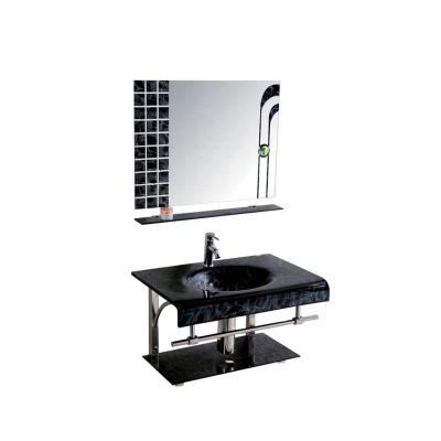 China Water Proof Economical New Design Bathroom Glass Basin With Mirror for sale