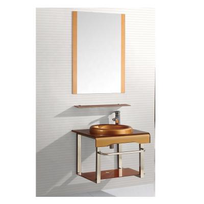 China Hangzhou Manufacture Retro And Popular Water Proof Basin Hand Wash Basin Glass Vanity With Mirror for sale