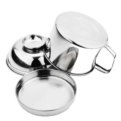 China Fresh Preservation Stainless Steel Food Storage Container Bowl Shape Lid Metal 304 Metal Lunch Box Food Container With Handle Tray for sale