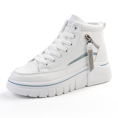 China Cushioning high cut casual shoes autumn hot sale women's skateboard PU upper rubber outsole lace up zipper breathable for sale