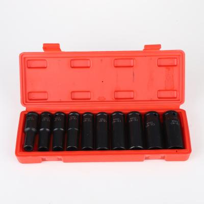 China Car Repairing Plastic Case 10pcs 1/2 Inch Drive Socket Set Car Repair Deep Socket Wrench Kit for sale