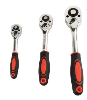 China CR-V 45 Teeth Cr-V Ratchet Wrench Quick Released Adjustable Wrench With Straight Plastic Handle for sale