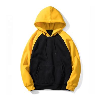 China LUXI Custom Polyester Clothing Color Block Panel Design Long Sleeves Hoodie Fleece Hoodie Jacket Yellow Anti-pilling for sale