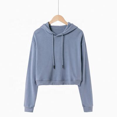 China Anti-Wrinkle LUXI Clothing Factory Wholesale Price Good Quality Full Cotton Cropped Hoodie Teenage Crop Tops Cheap for sale