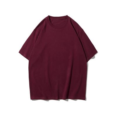 China QUICK DRY LUXI Apparel Women Men Fashion Tops Wine Red T-shirts 280gsm Thick Europe Sizes Tees Logo Label Custom Tshirts for sale