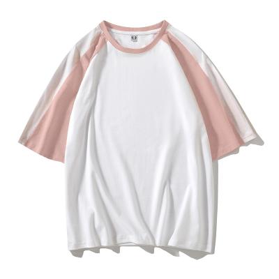 China 2022 New Arrival Anti-wrinkle LUXI Apparel In Stock T-shirts Girls And Boys Student Color Block Raglan Fast Shipping T-shirts for sale