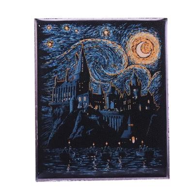 China American Legendary Paintings, Art Treasures, Van Gogh's Starry Night Needle and Hogwarts Enamel Needle for sale