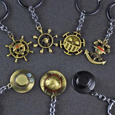 China Kpop Fashion Wholesale Anime One Piece Japanese Alloy Charms Monkey D. Luffy Strawhat Metal Key Chain for sale