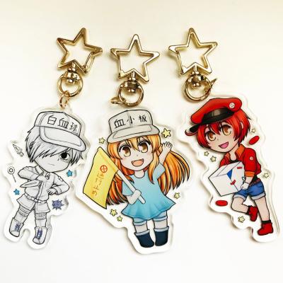 China Creative Custom Design Japanese Anime Cells At Work Acrylic Key Chain Hataraku Saibou Bag Decoration Key Chain for sale