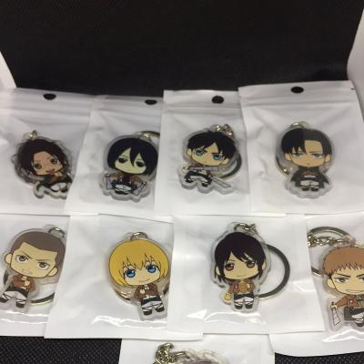 China Creative custome printing metal hook transparent plastic double side attack on titan acrylic key chain for sale