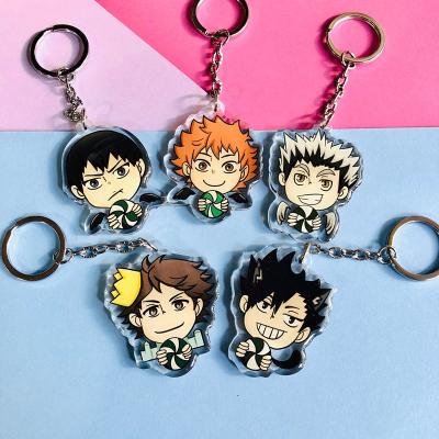 China Custom made japanese anime haikyuu chibi face plastic key chain acrylic key chain eco-friendly for sale