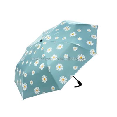 China New Minimalist Design Sunscreen Digital Print UV Protect Manual 3 Fold Umbrella With Flower for sale