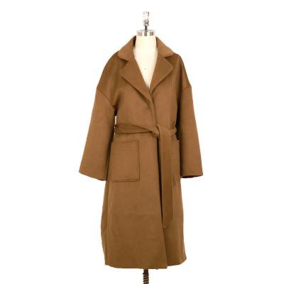 China Waterproof Alephan Hot Sale wool coats women jacket fashion brown long wool trench coat women custom for sale