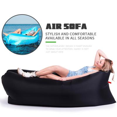 China Outdoor Portable Folding Inflatable Lounger Lazy Bag Beach Nylon Lazy Bag Camping Sofa Bed Travel Sleep Bed Setup Sofa for sale