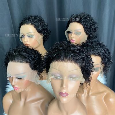 China Unprocessed Lace Frontal Pixie Curly Mink Wig Natural Brazilian Indian Cuticle Short Raw Curly Virgin Hair for sale