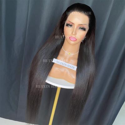 China Hd 100% Silky Straight Wave Vendor Wholesale Raw Silky Straight Virgin Brazilian Indian Hair 13x4 Lace Frontal Wig for sale