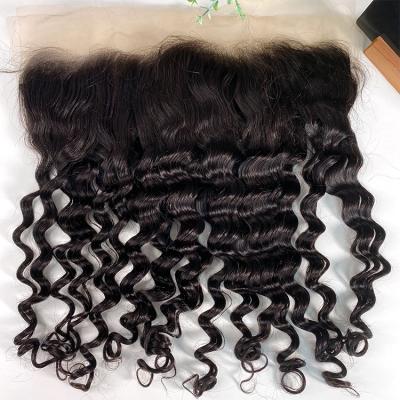 China Free Sample Brazilian Hair Silky Straight Hair Weft Deep Wave Body Wave Extensions 13x4 Lace Headband for sale