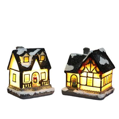 China OEM Hot Sale Home Decration SYLWAN Small House Custom Shape With Light Resin Ornament 2021 Home Living Room Figurines Christmas Ornaments for sale