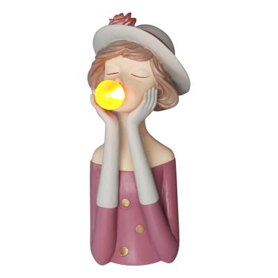 China Europe SYLWAN OEM Wholesale Luxury Love Gift Nordic Sculpture with LED for Girl Home Figurine Bubble Resin Creative Decor Girls Favor for sale