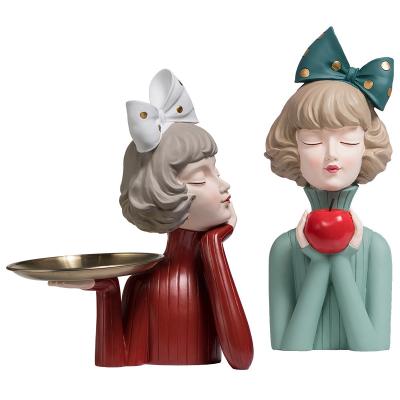 China Europe SYLWAN OEM Nordic Style Room Decor Girl Figurines Resin Aesthetic Crafts Show Pieces Gift For Home Decoration Cristmas Decoration for sale