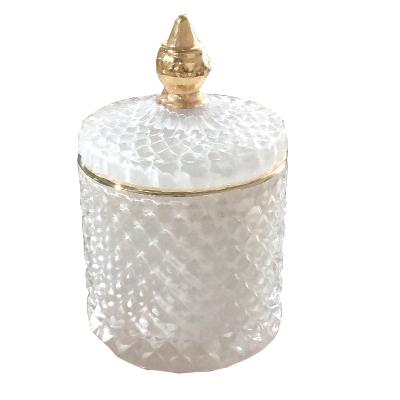 China Europe SYLWAN OEM Luxury Gold Handwork Glass Jewelry Storage Painted Jar Decorate Mason Jars With Lid Crystal Glass Candy Jar for sale