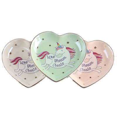 China Europe SYLWAN Cute Unicorn Shape Small Heart Individuation OEM Europe SYLWAN Cute Unicorn Shape Ceramic Trinket Snacks Display Serving Dish Jewelry Dish Tray for sale