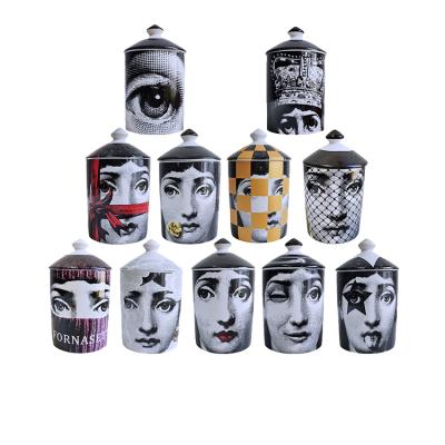 China Home Decoration SYLWAN New OEM Ceramic Human Face Candle Desktop Empty Container For Making Aromatherapy Candle With Lid Bulk for sale