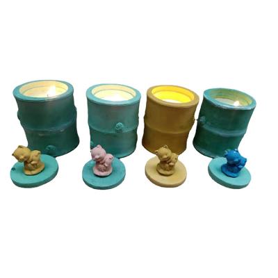 China SYLWAN Birthdays OEM Factory Cheap Cartoon Animal Shape Candle Jar With Kid Favor Scented Candle Gift Set Luxury Cement Candle Jar for sale