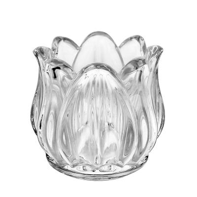 China Home Decoration SYLWAN Flower Shape Clear Candle Holder OEM New Design Ashtray Silicone Mold Opens Hot Selling Product Candle Jars Glass for sale