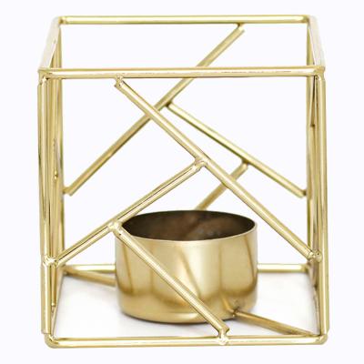 China Home Decor SYLWAN OEM Simple Luxury Geometric Hollow Out Metal Candlestick Decoration Iron Tea Light Minimalist Home Sconce for sale