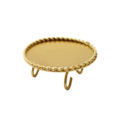 China OEM Unique Stylish Designer Home Decor SYLWAN Round Black Tray Metal Tool Handmade Decor Candle Dish Gold Candlestick Holder for sale