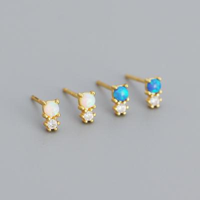 China 2022 Wholesale Trendy Fashion Minimalist Opal Cubic Zirconia 925 Silver Stud Earrings Jewelry for sale