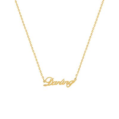 China Custom Gold Plated Custom Name FASHIONABLE Darling Pendant Necklace Chain Nameplate for Women Handmade Gifts Collier Personnalis for sale