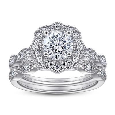 China CZ Diamond Rings Jewelry Flower Shape Iced Out 925 Sterling Silver Ring Wedding Engagement Ring for sale