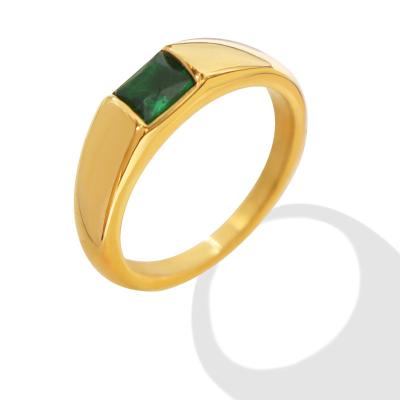 China Green Zircon Diamond Crystal Unisex Rings Women New Ring Jewelry Fashion Jewelry Titanium Steel Rings Wholesale Romantic Gemstone for sale