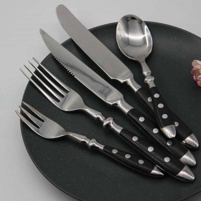 China Hotel Viable High Quality Western Restaurant Food Kitchen Silver Knife Home Spoon Bifurcate Stainless Steel Tableware Steak Cutlery Set for sale