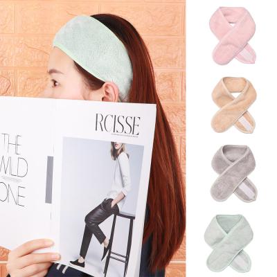 China Hot Selling Adjustable Hair Decoration Amazon Headband Cosmetic Hook And Loop Make Up Hair Bands Cosmetic Head Wrap for sale