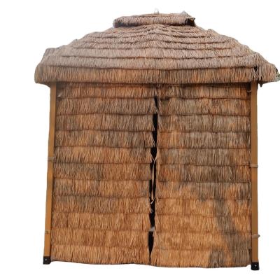 China Outdoor Party Beach Canopy Aluminum Gazebos With Straw Outdoor Party Colorimitation Wood Grain Aluminum Alloy 1 Piece TST-003 SOCOH for sale