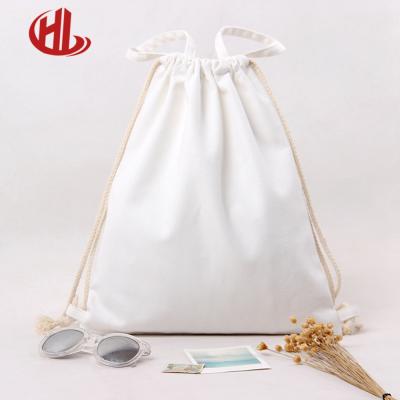 China Custom Traveling Rope Handle Sports Plain Cotton Canvas Tote Drawstring Bag School Bags Mini Women Backpack Promotional Items With Logo for sale